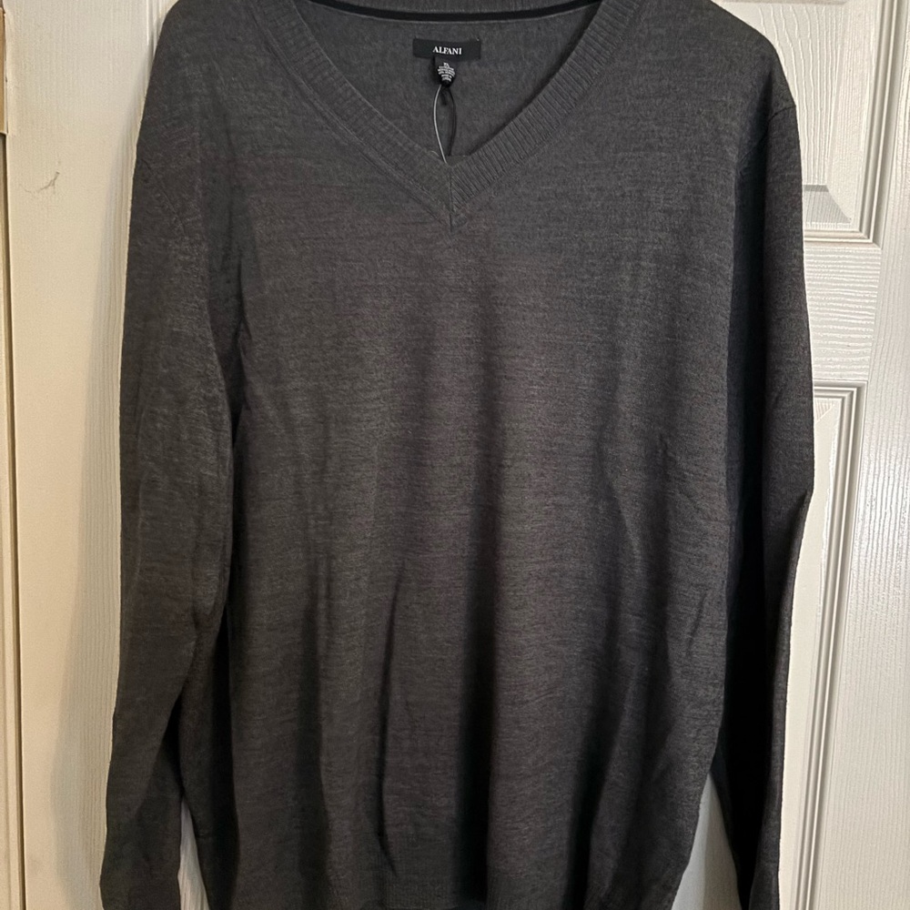 Alfani Men's Charcoal V-Neck Sweater